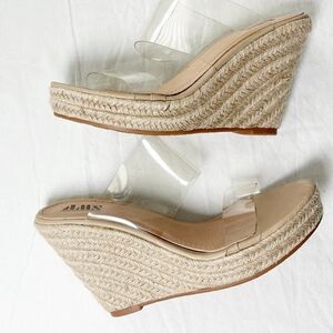 AMS Clear Strap Espadrille Wedge Transparent Sandal Size 9